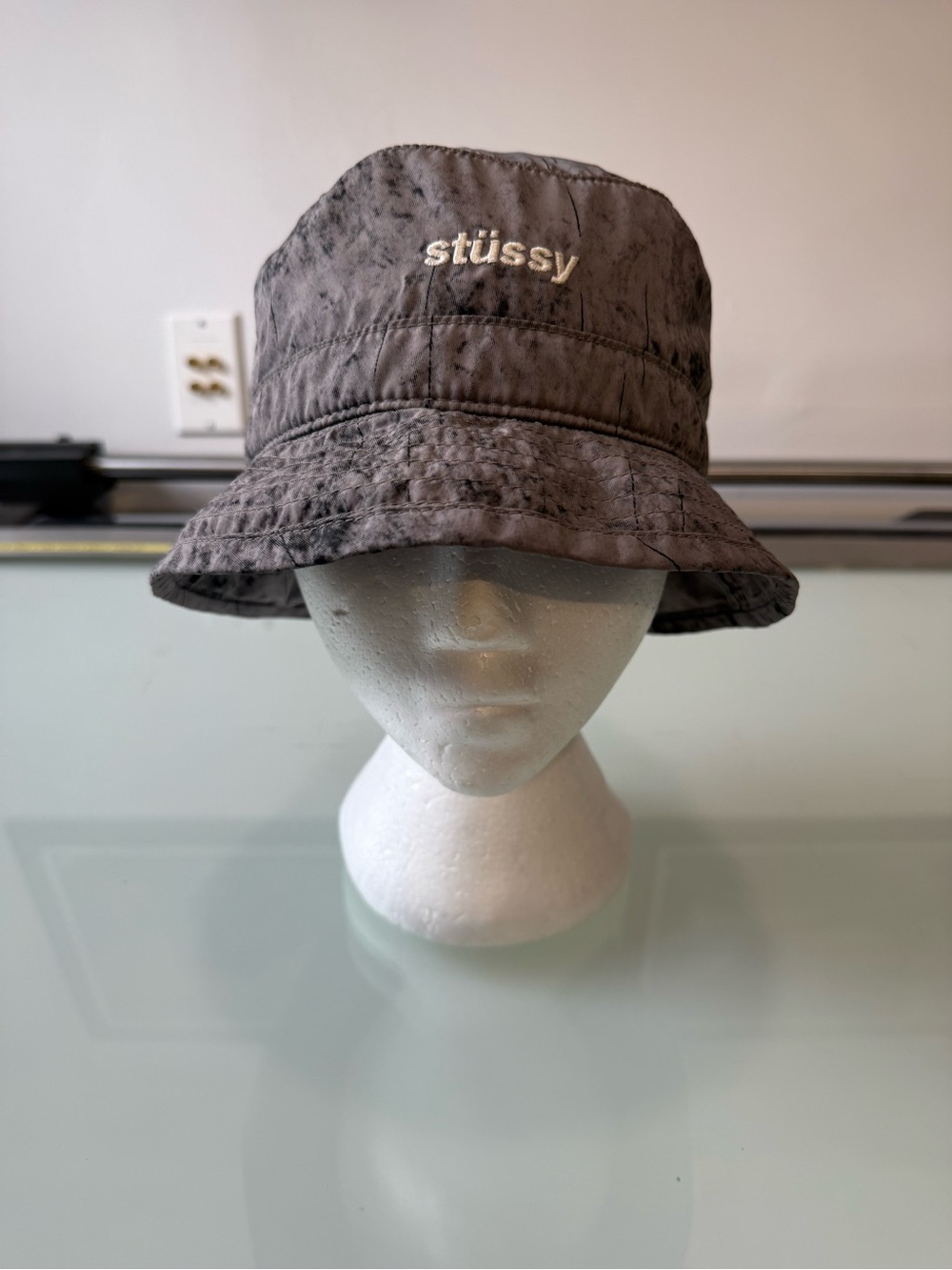 Stussy Gray Marble Technical Bungee Toggle Bucket Hat Unisex